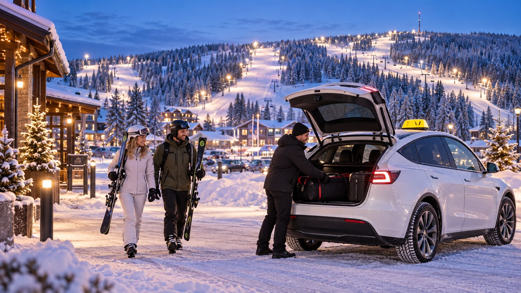 Tahkon rinteet ja Tesla Model Y